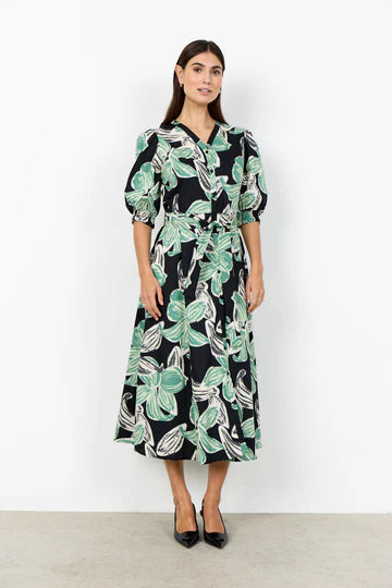 Soya Concept | Short Sleeved Printed Wrap Dress | SC-Caralina 4