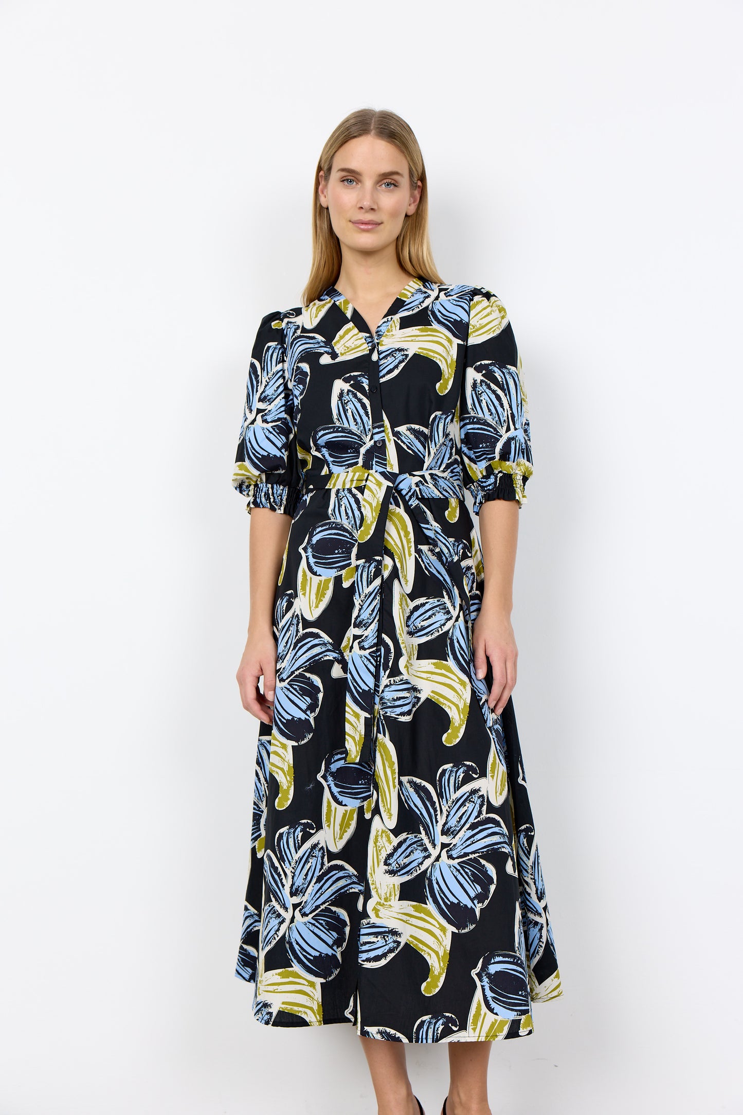 Soya Concept | Short Sleeved Printed Wrap Dress | SC-Caralina 4